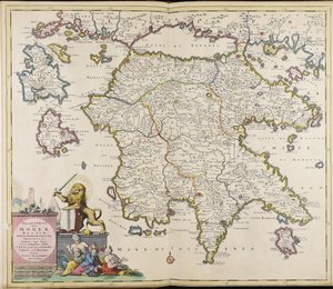 Peloponnesus hodie Moreae regnum distincté divisum in omnes suas provincias hodiernas atque veteres cui et adiunguntur insulae Cefalonia, Zante, Cerigo et S.t Maura / auctore Iustus Danckerts
